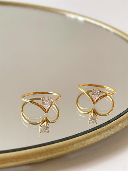 Jewelry Simple Style Commute Solid Color Titanium Steel Zircon 18K Gold Plated Inlay Rings