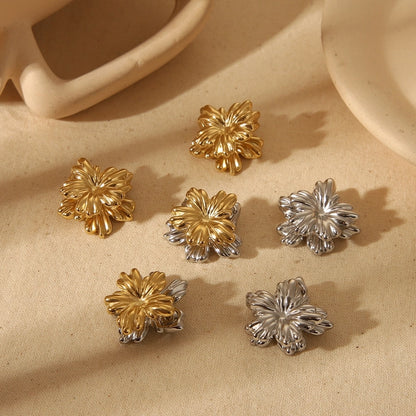 1 Pair Basic Sweet Flower 304 Stainless Steel 18K Gold Plated Ear Studs