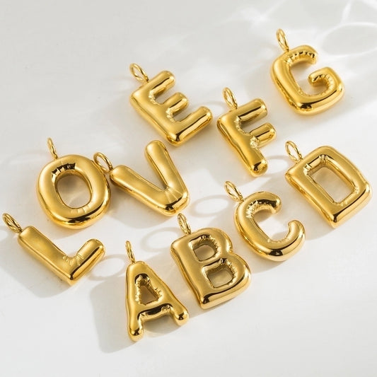 1 Piece 14.3*17.8mm Hole 3~3.9mm Stainless Steel 14K Gold Plated Letter Polished Pendant