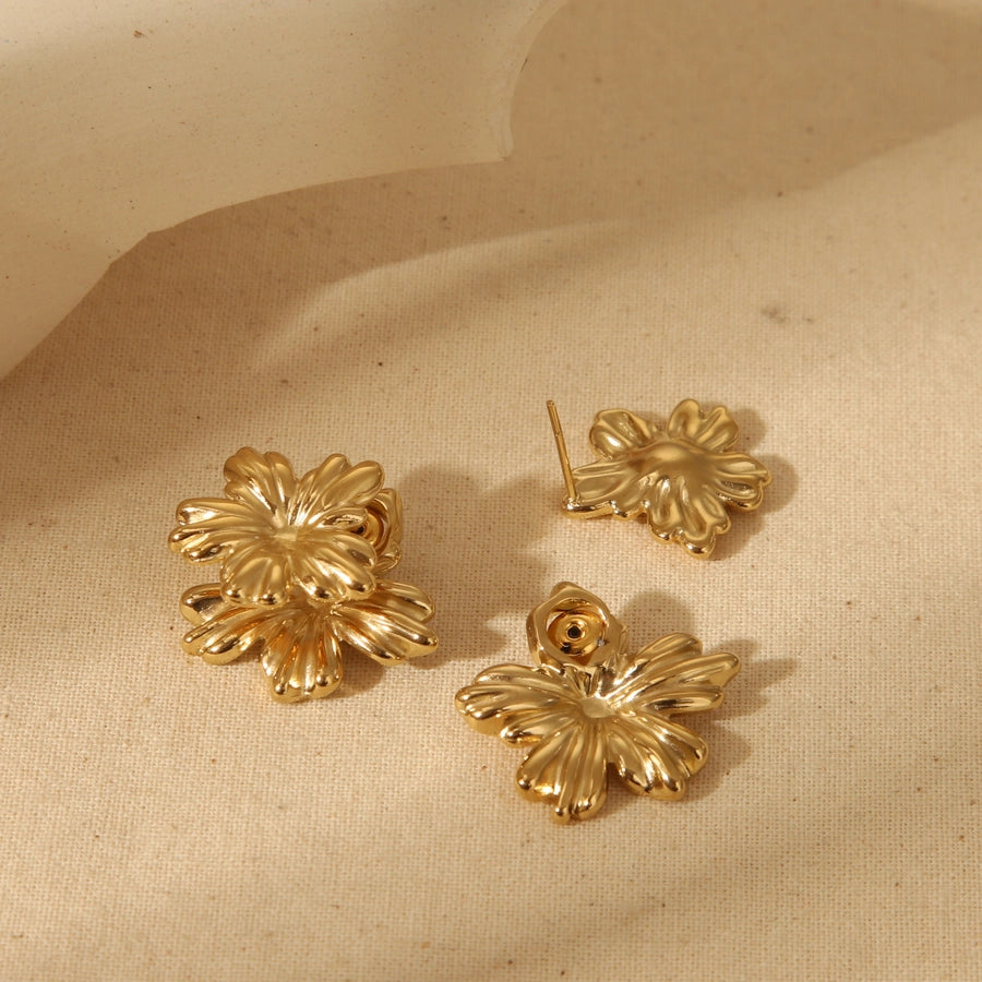 1 Pair Basic Sweet Flower 304 Stainless Steel 18K Gold Plated Ear Studs