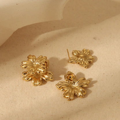 1 Pair Basic Sweet Flower 304 Stainless Steel 18K Gold Plated Ear Studs