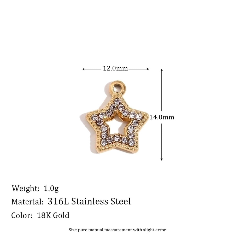 1 Piece 304 Stainless Steel Zircon 18K Gold Plated Heart Shape Key Airplane Polished Pendant