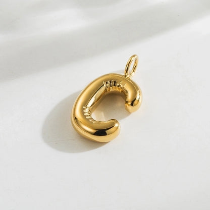 1 Piece 14.3*17.8mm Hole 3~3.9mm Stainless Steel 14K Gold Plated Letter Polished Pendant