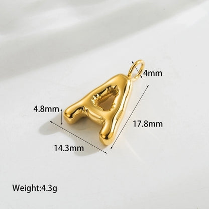 1 Piece 14.3*17.8mm Hole 3~3.9mm Stainless Steel 14K Gold Plated Letter Polished Pendant